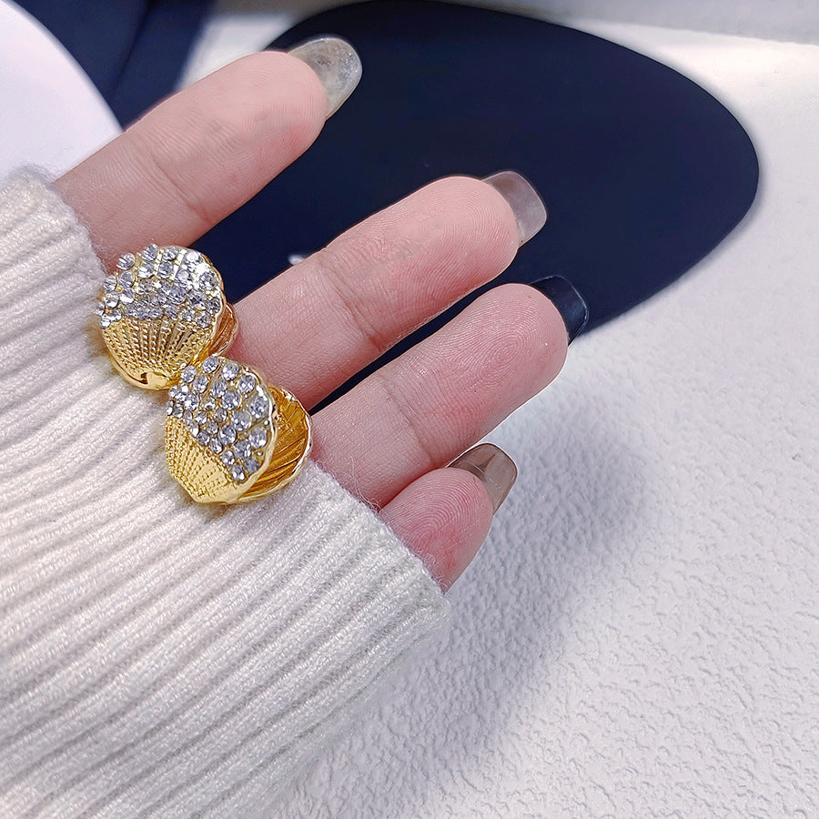 Bagues françaises sauvages élégantes en forme d'éventail de coquille de perle de Zircon