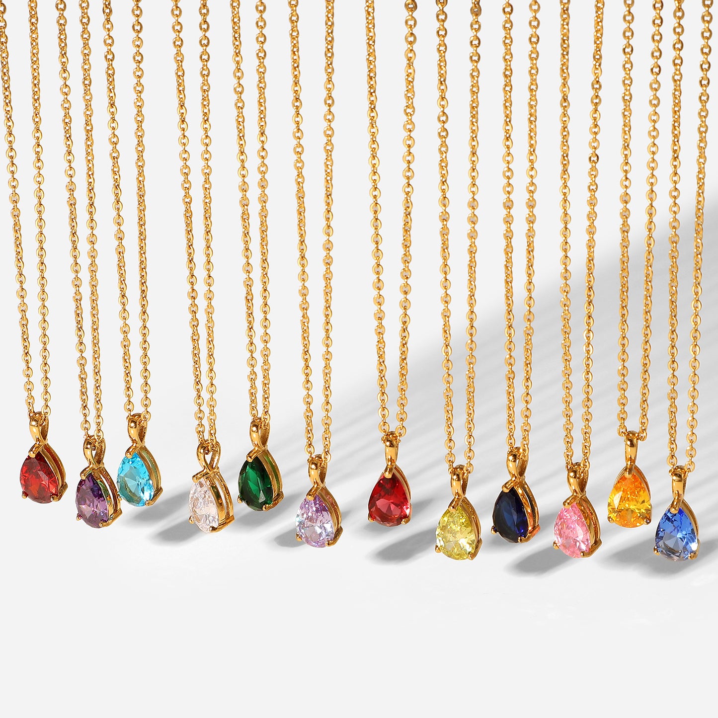 Gold Plated December Zircon Stainless Steel Necklaces