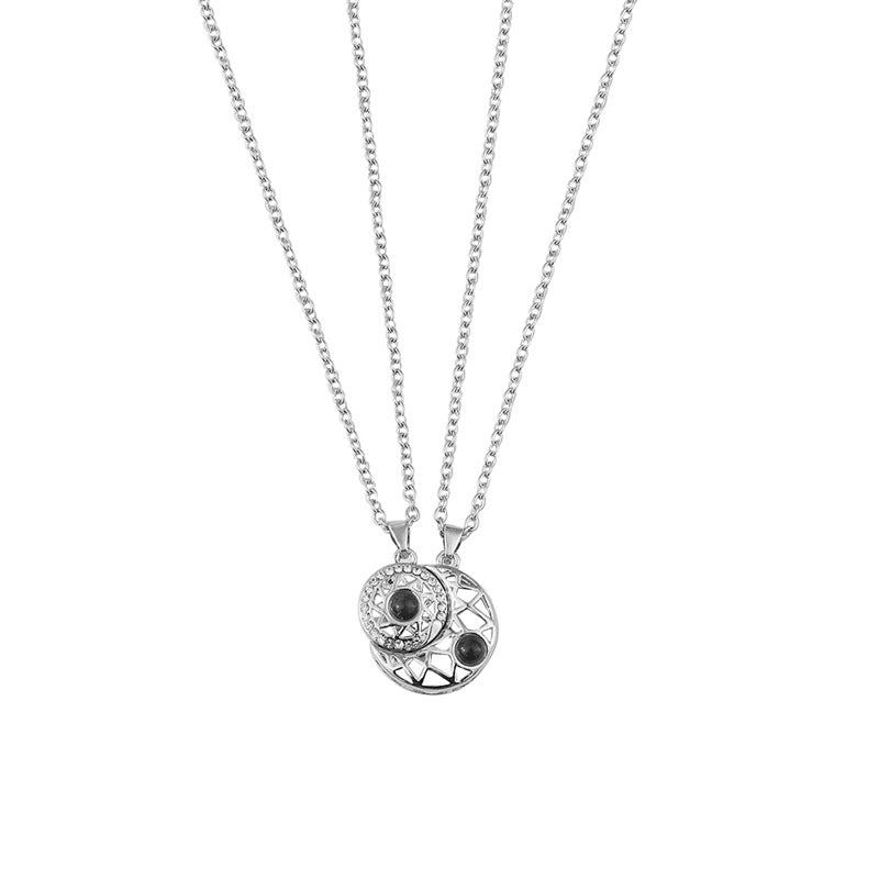 Wing Sun Moon Heart-shaped Projection Languages Necklaces