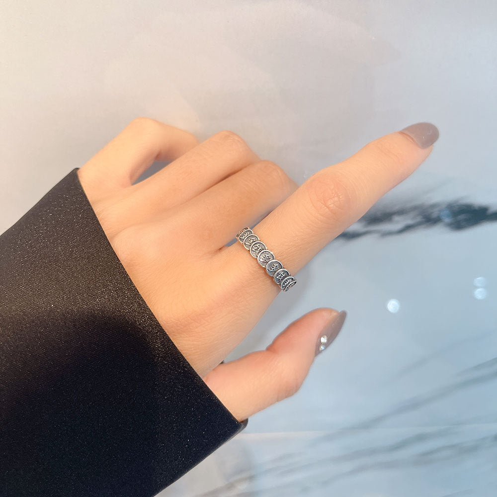 Flower Vintage Thai Sier Distressed Simple Everyday Joker Rings