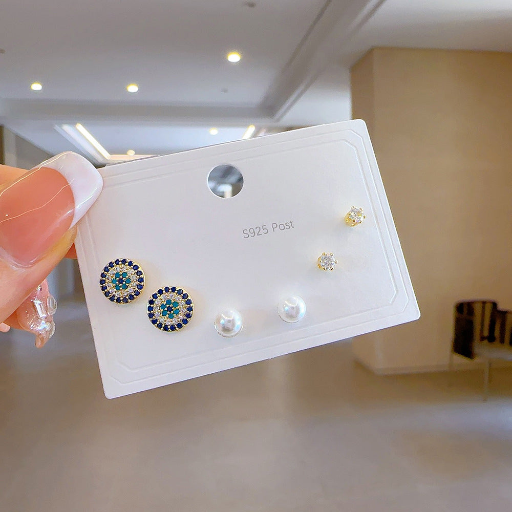 Women's Three Pairs Storage Ear Simple Set Earrings