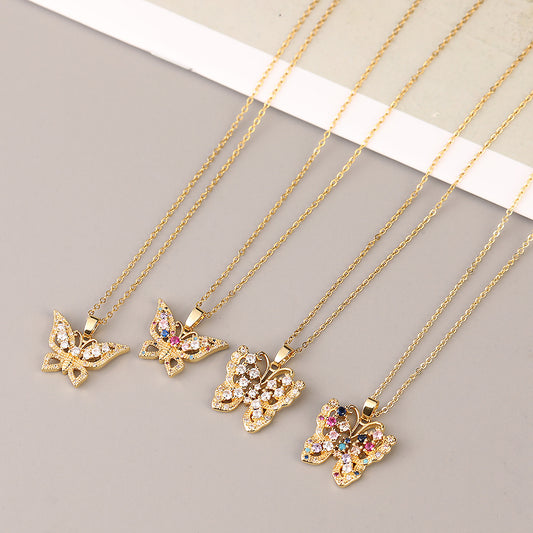Simple Fashion Sweet Niche Butterfly Geometric Color Necklaces
