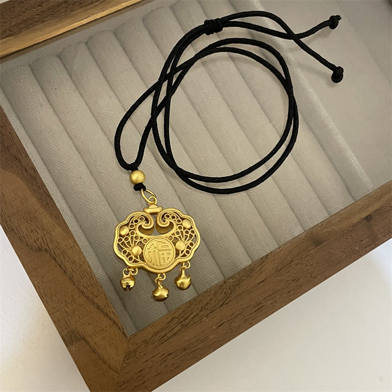 Colliers avec pendentif porte-bonheur de Style chinois, haricots dorés, longue durée de vie