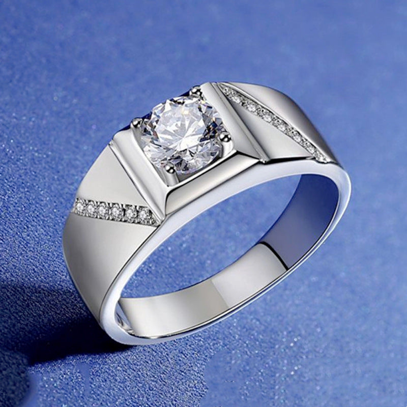 Herrenringe mit 2-karätigem, imitiertem Moissanit-Diamant aus Stein