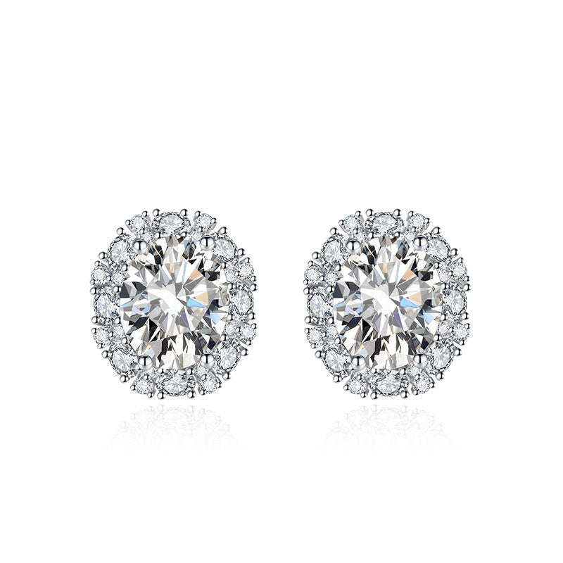 Women's Elegant Oval Zircon Simple Party Jewelry Ornament Earrings