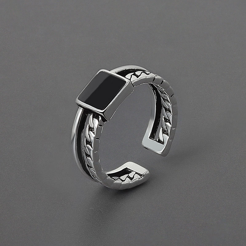 Epoxy Geometric Square Chain Open Trendy Rings