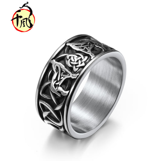 Men's Ornament Nordic Style Celtic Knot Titanium Rings