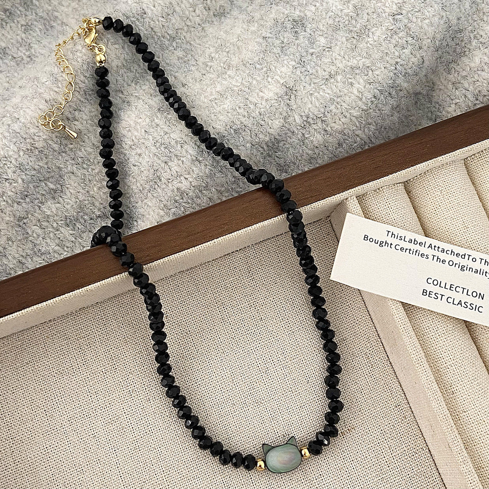 Colliers colorés Kitty en cristal noir de haute qualité à usage quotidien