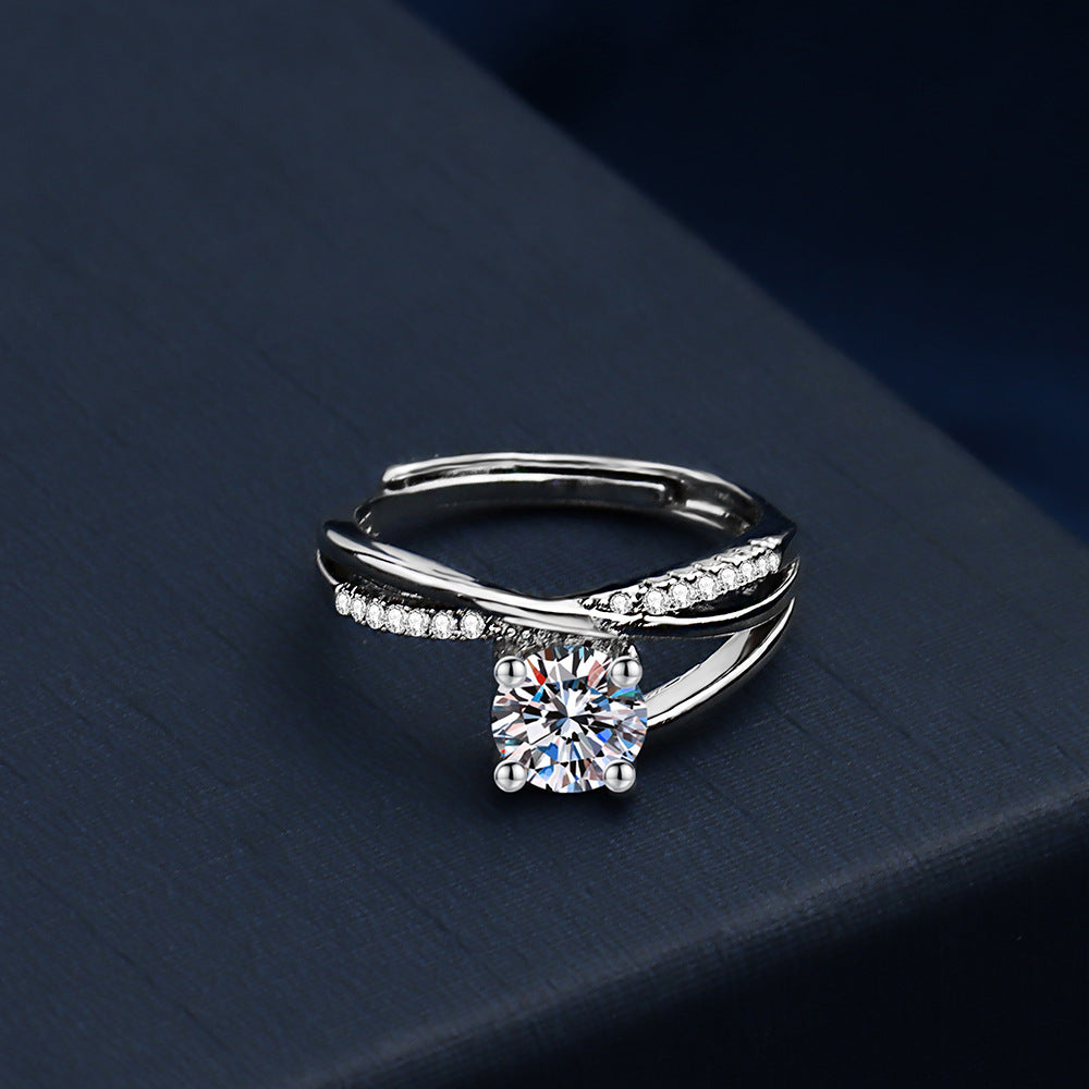 Welfare Inlaid Craft Shiny Diamond Adjustable Opening Wind Fashion Rings