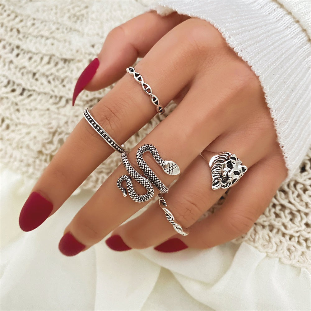 Jewelry Knuckle Retro Exaggerated Gem Combination Rings