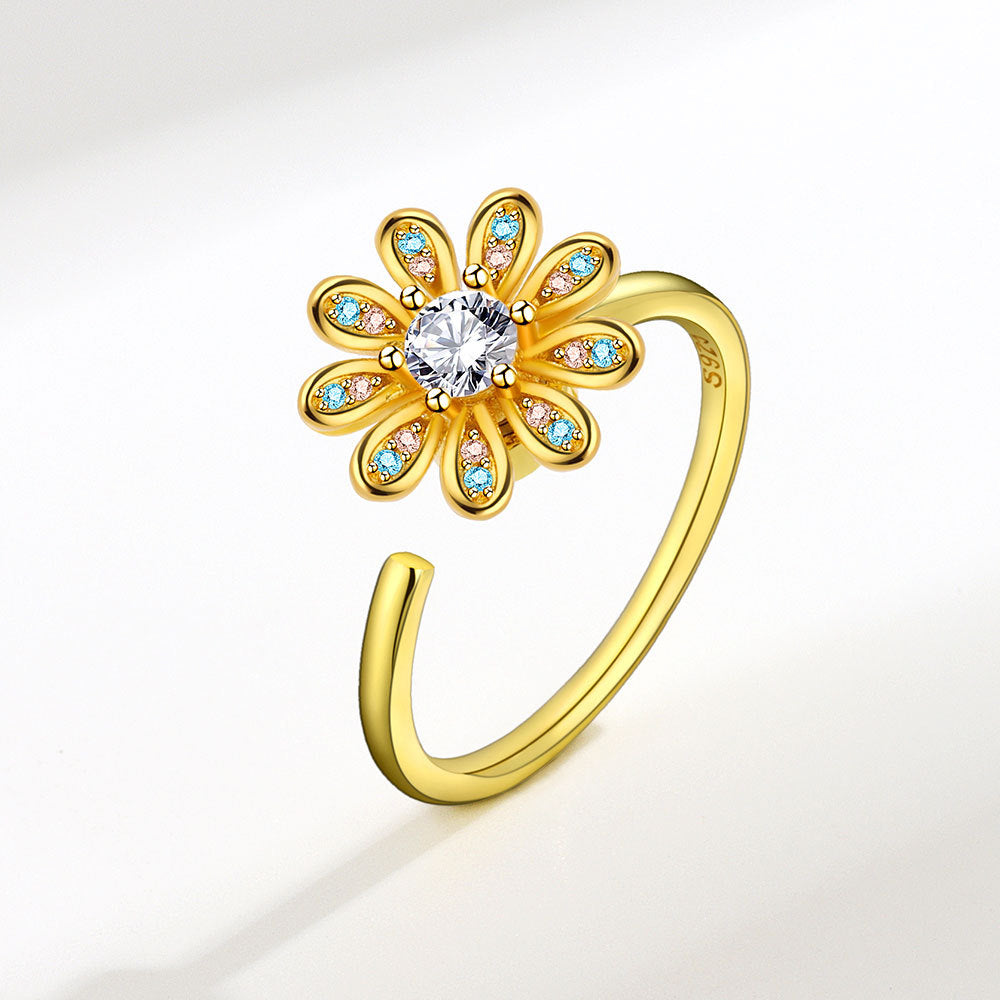 Rotatable Daisy Flower Wind Opening Adjustable Rings