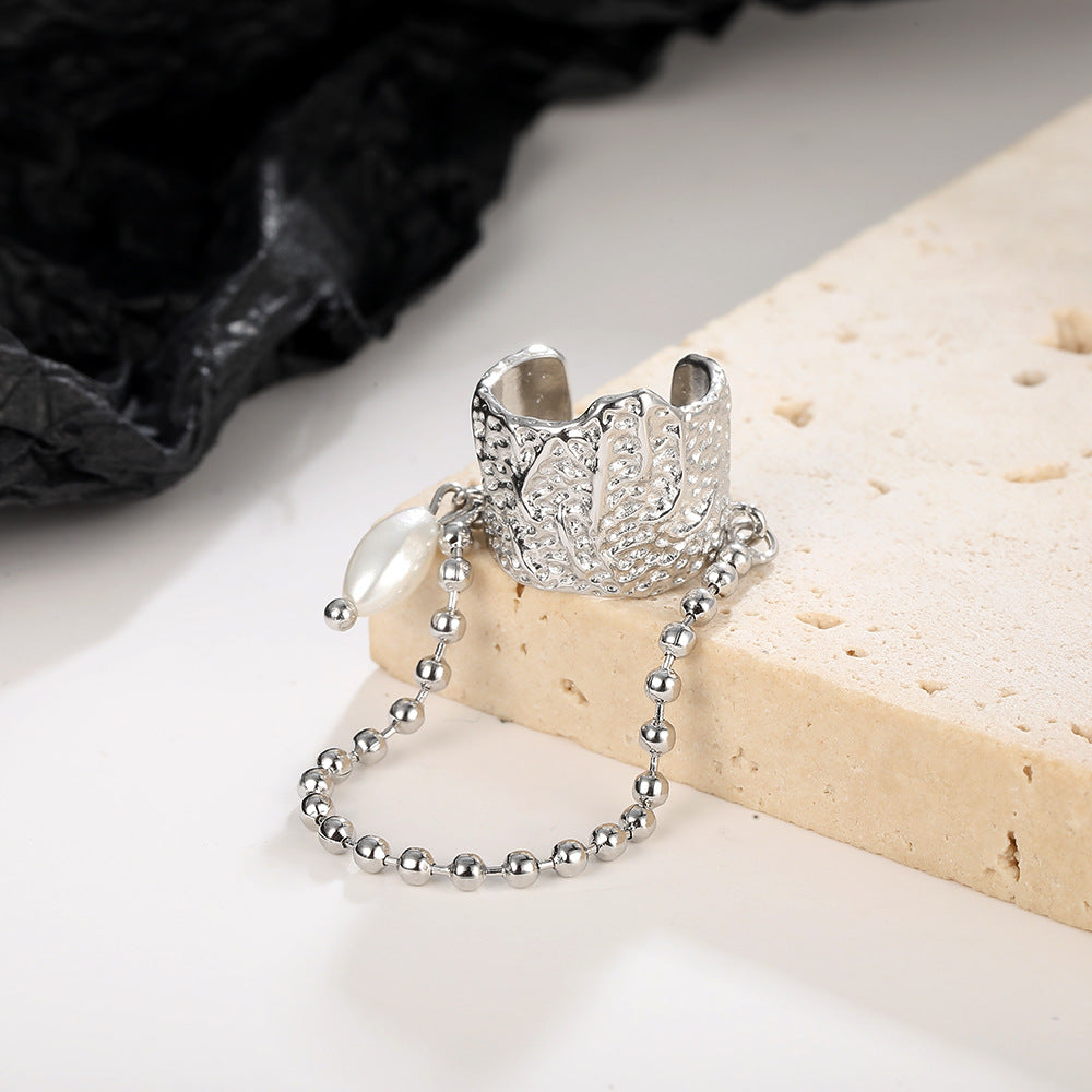 Skin Texture Chain Pearl Ear Bone Clip Female Rings