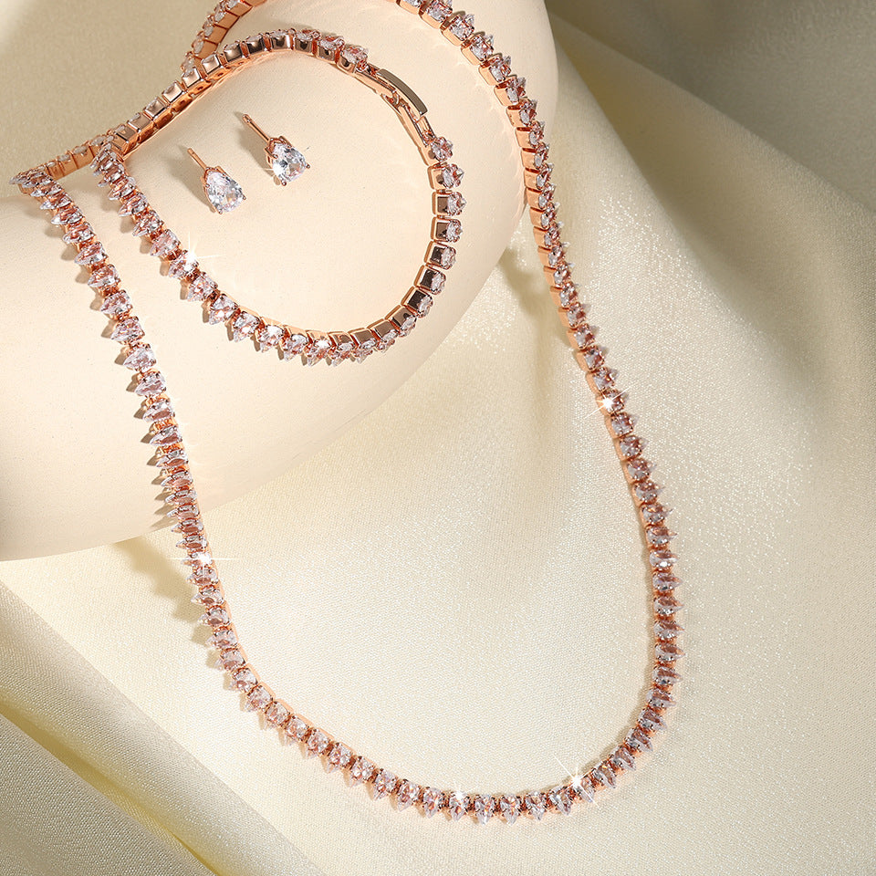 Simple Noble Zircon Bridal Elegant Outfit Jewelry Set