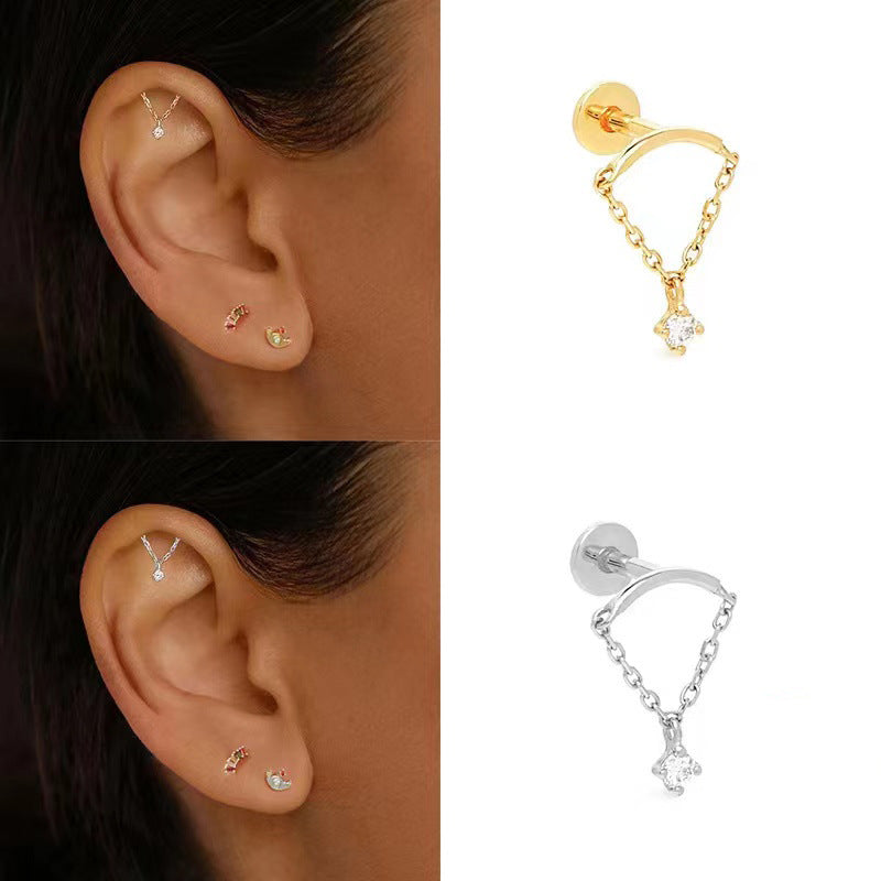 Damen-Ohrringe mit Zirkon-Quasten-Nischen-Design, fortschrittliche Kette