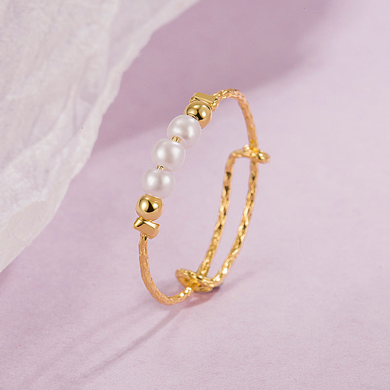 Women's Three-piece Pearl High-grade Adjustable Design Fashionable Rings