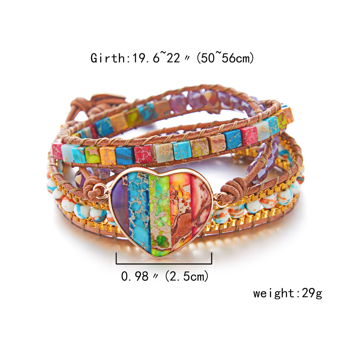 Ethnische Art-Liebes-Leder-bunte Stein-natürliche Armbänder