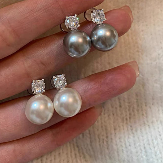 Classic Zircon Pearl Diana Simple High-grade Earrings