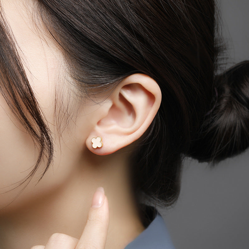 Four Leaf Clover Ear Elegant Sapphire Earrings