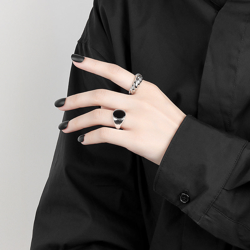 Korean Style Personality Geometry Wide Face Epoxy Hip Rings