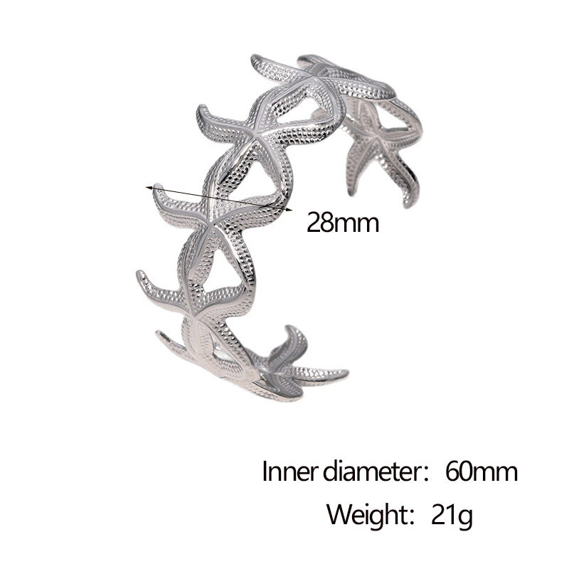 Steel Starfish Female Fashion Individual Casual Style Gold Titanium Bracelets
