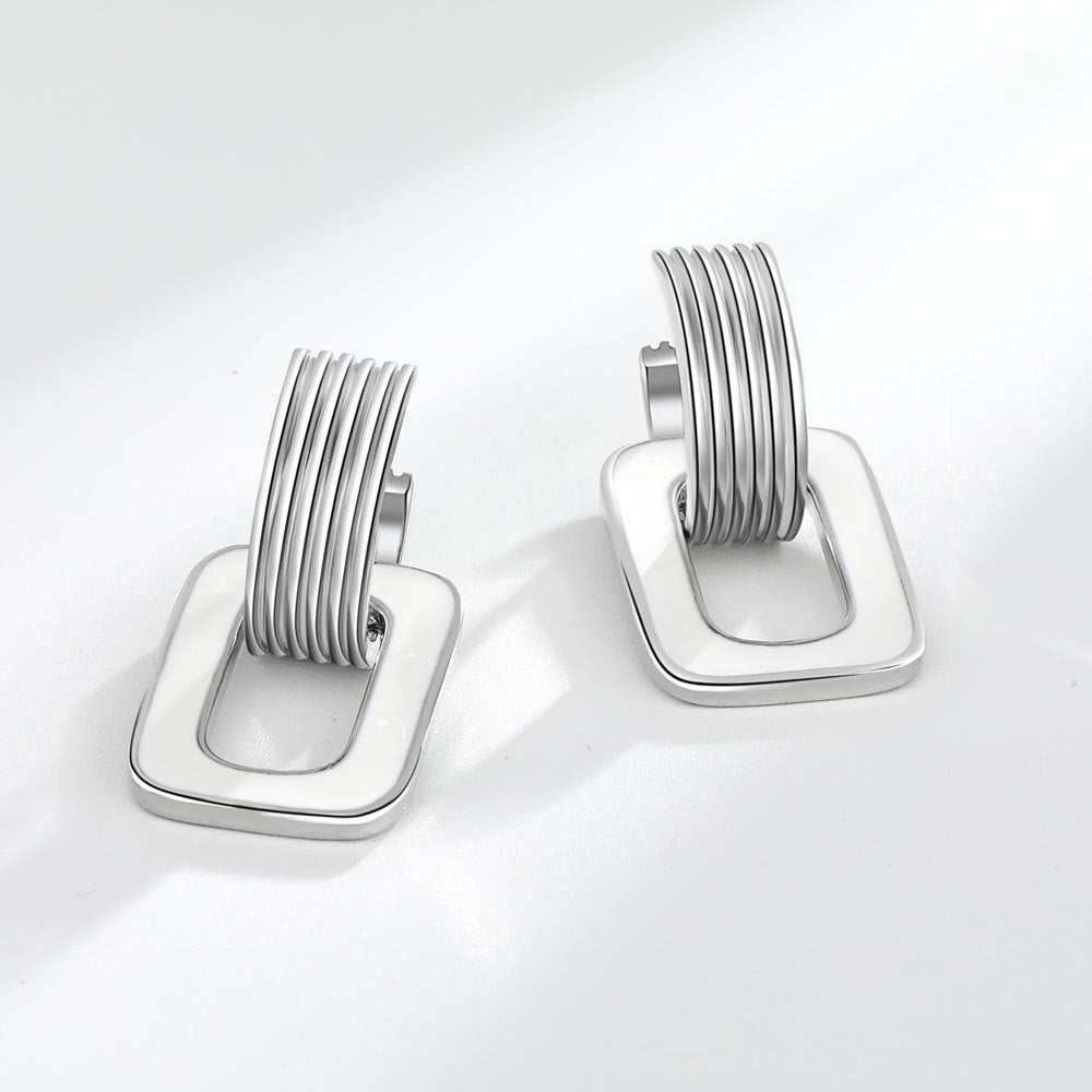 Light Luxury Real Series Striped Oval Epoxy Earrings