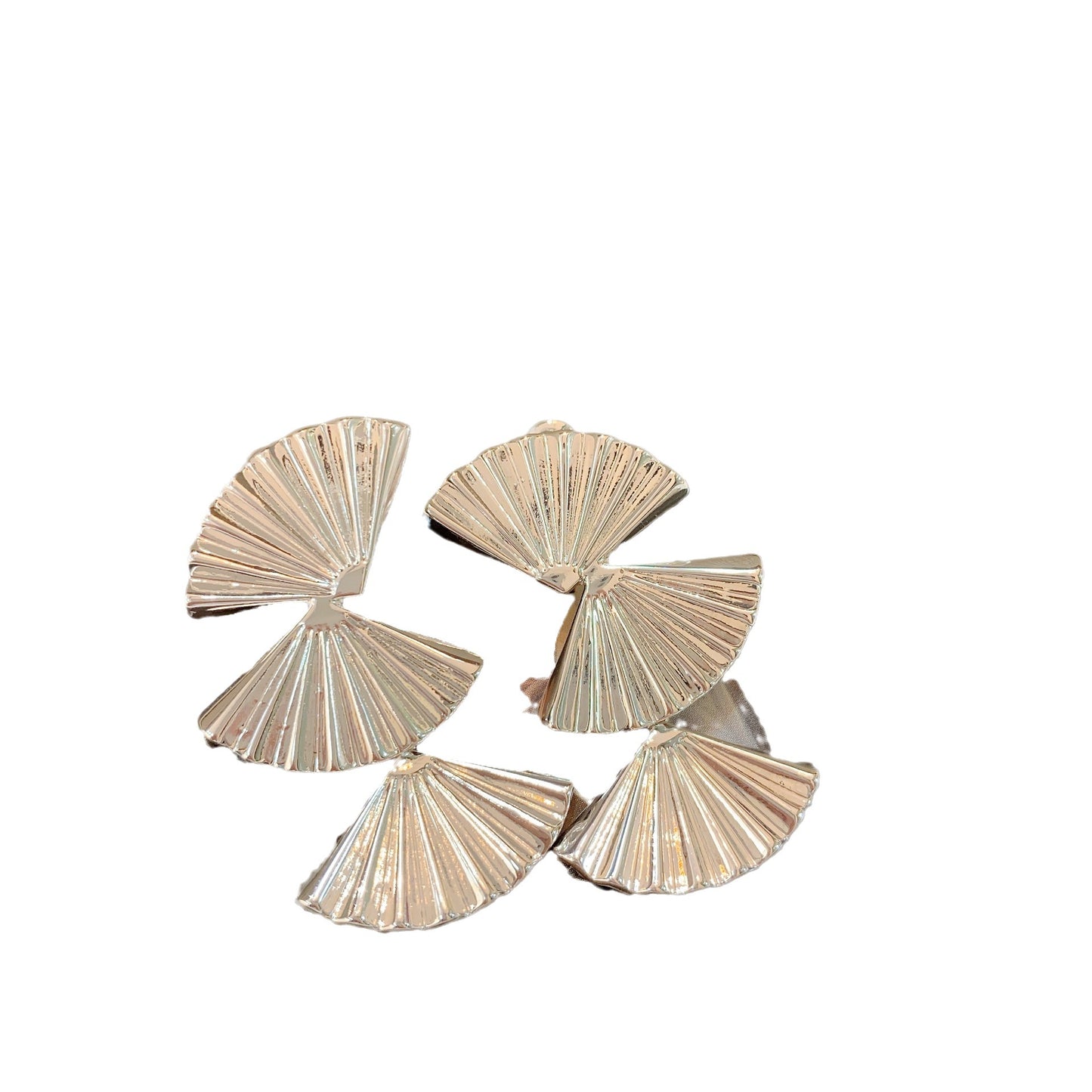 Women's French Retro Chinese Ethnic Sier Fan-shaped Long Rings