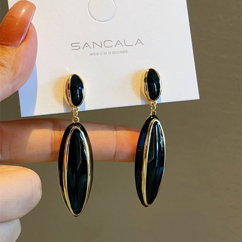 Enamel Glaze Water Drop Contrast Color Dangle High-grade Brass Rings