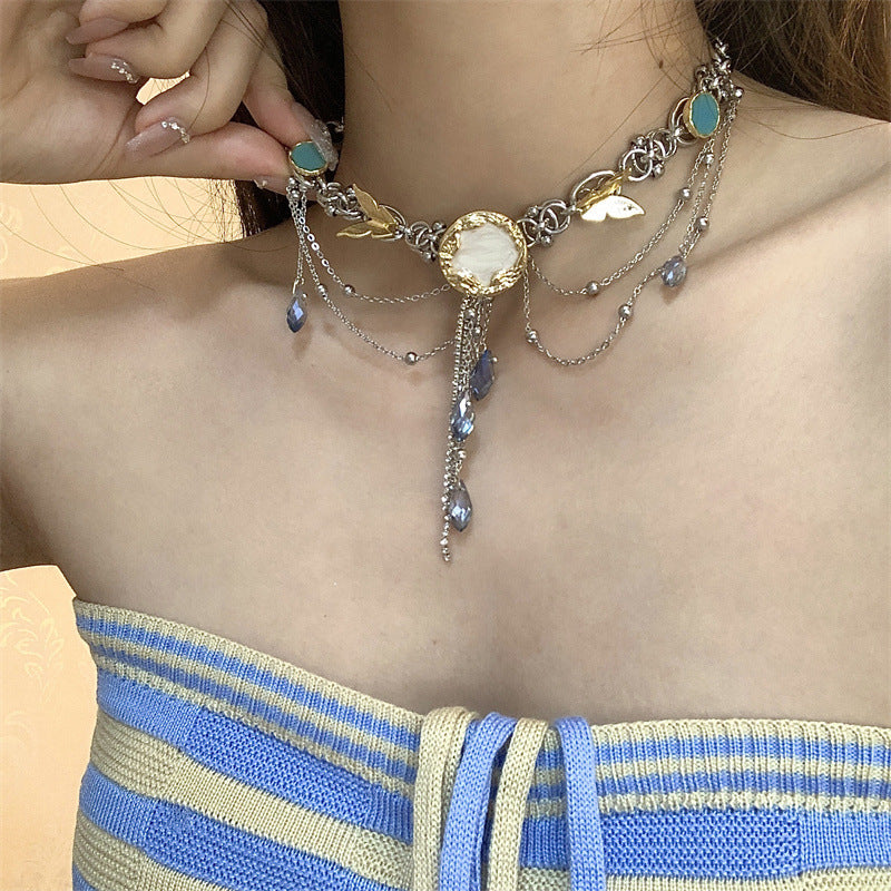 Women's Tassel Chain Water Drop Pendant Retro Necklaces