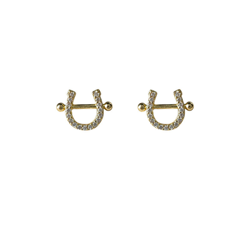 Zircon Sier Needle Version Mini Personality Earrings