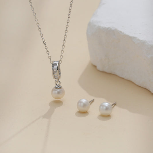 Women's Water Pearl Sier Jewelry Niche Zircon Rings