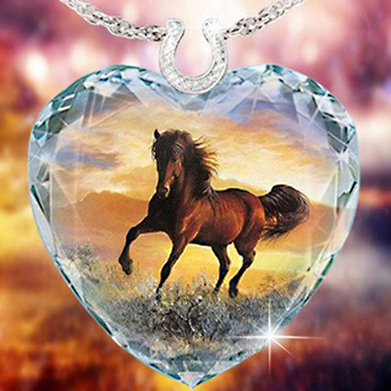 Série de pendentifs coeur de pêche en cristal, colliers simples