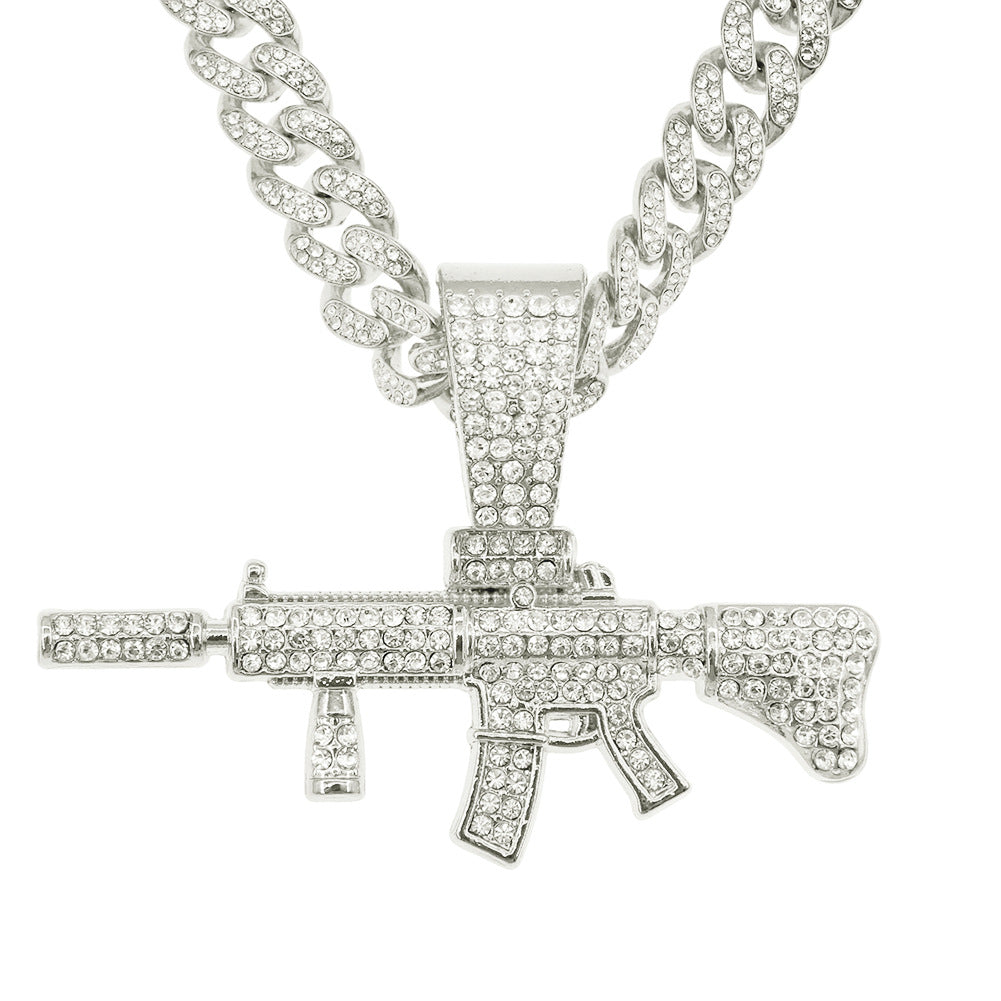 Pendentif pistolet tridimensionnel pour hommes, colliers dominateurs cubains Cool