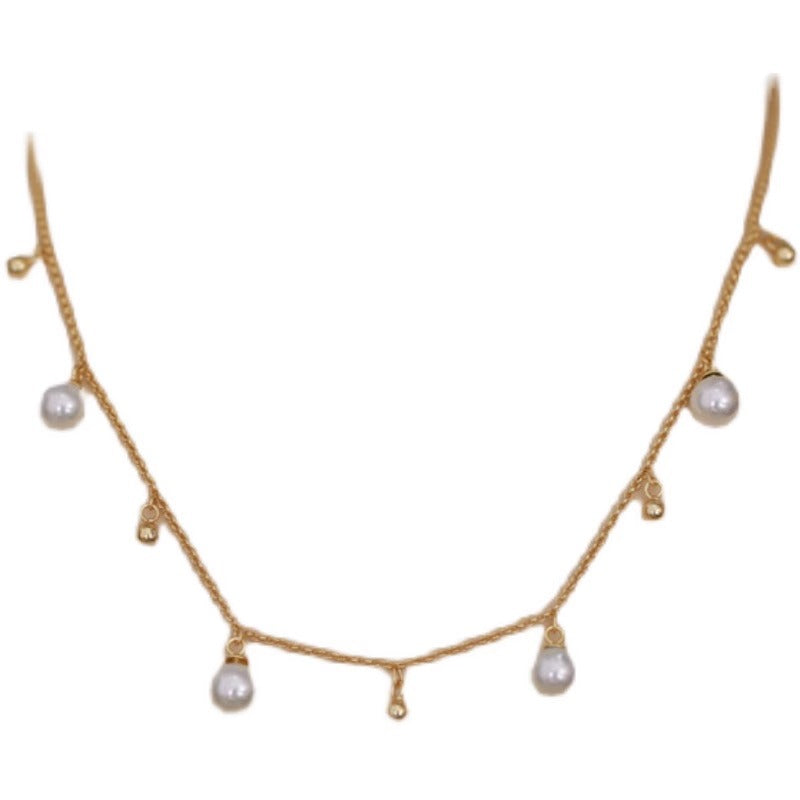 Women's Sier Gold-plated Starry Pearl Temperamental Minority Necklace