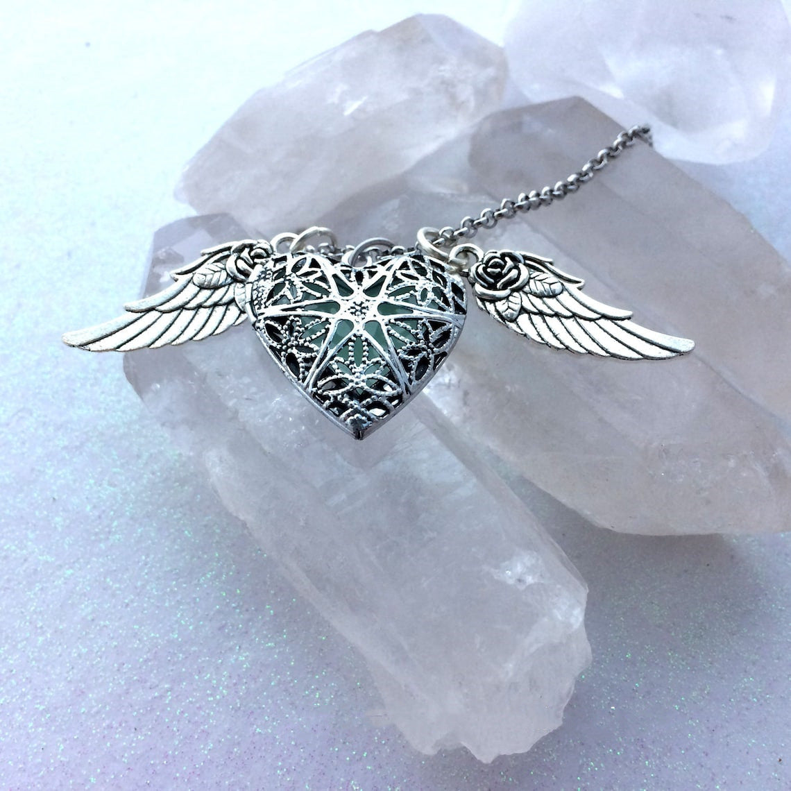 Serrure Lumineuse En Forme De Coeur Avec Colliers Ailes Roses