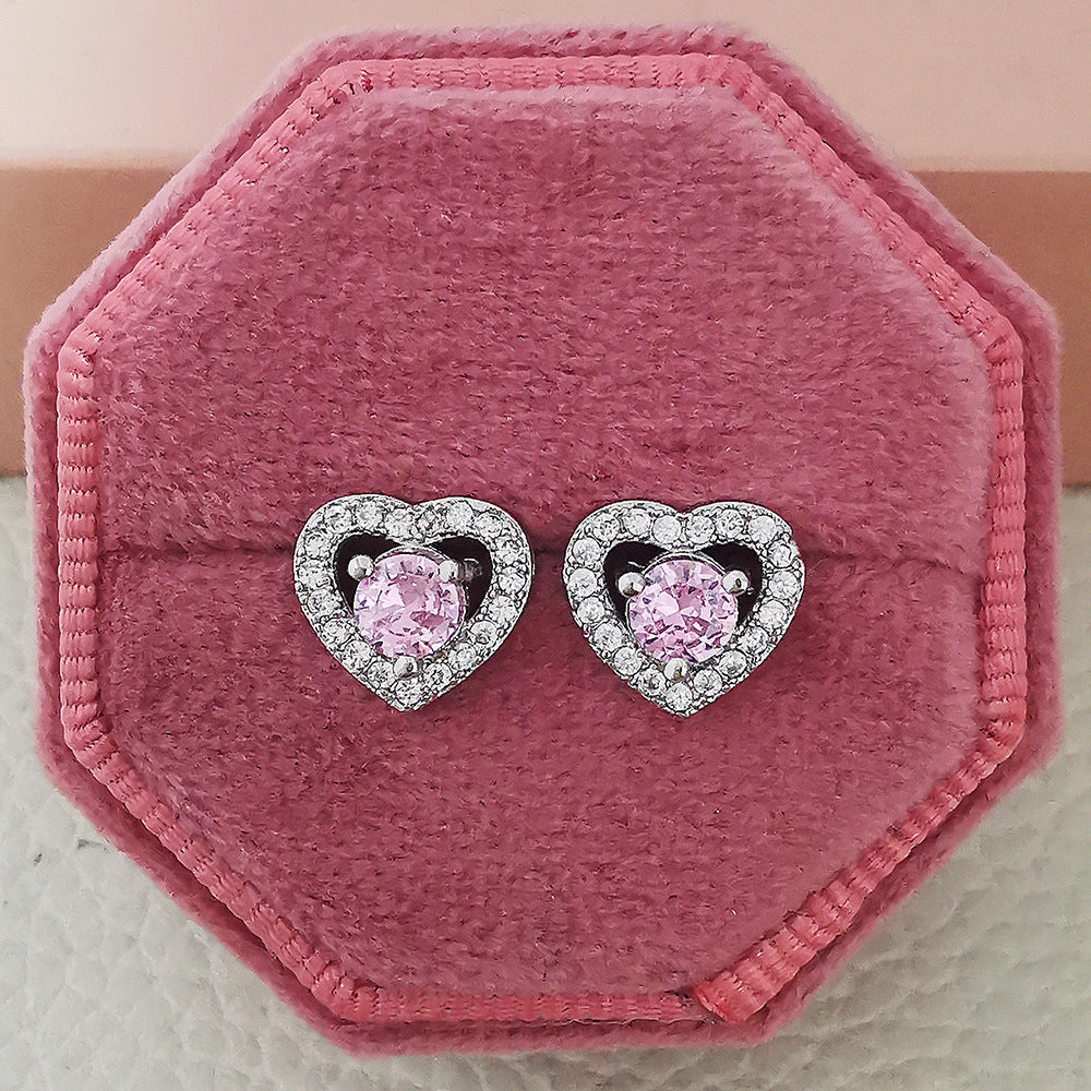 Niche Advanced Design Sense-Ohrringe für Damen mit rosa Zirkon