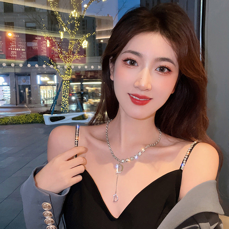 Women's Fading Zircon Letter Decorative Light Luxury Cold Style High-grade Necklaces
