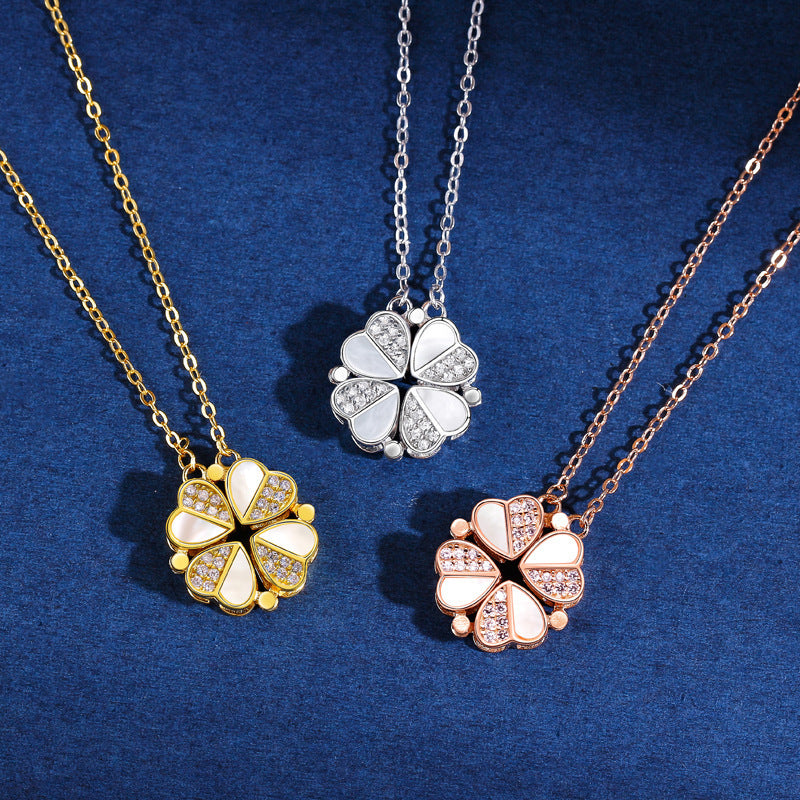 Women's For Heart-to-heart Open And Close Clover Fashion Folding Necklaces
