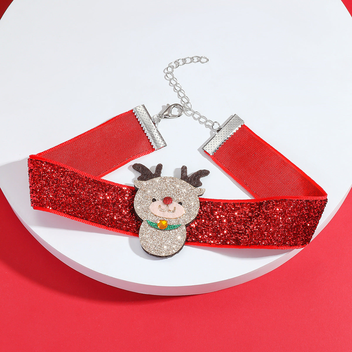And Cute Santa Claus Elk Bow Necklaces