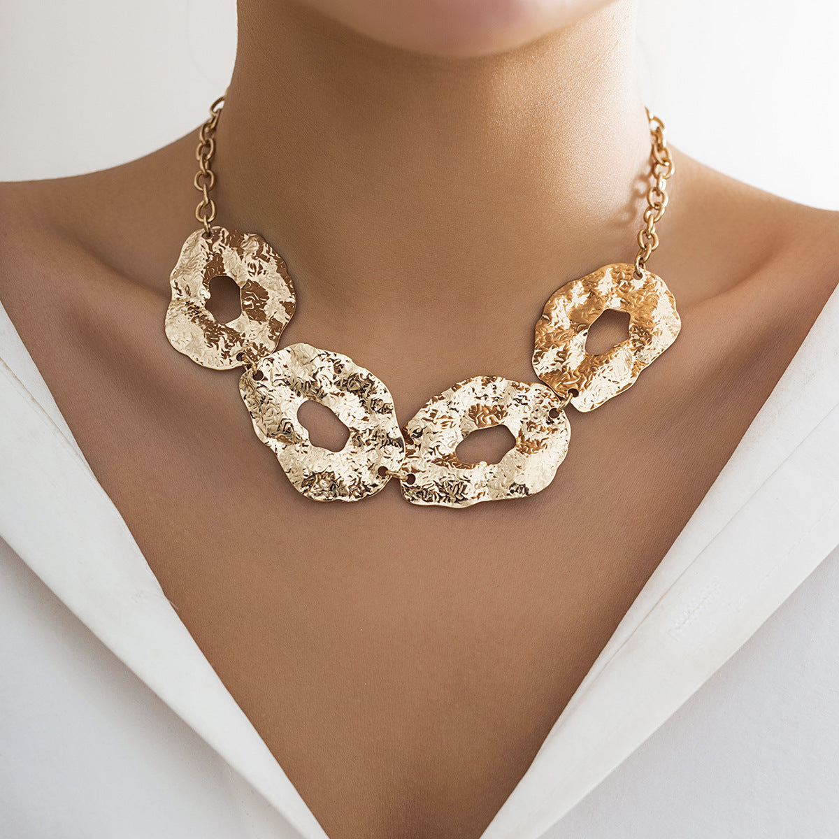 Women's Irregular Design Wafer Personality Liquid Fluid Necklaces