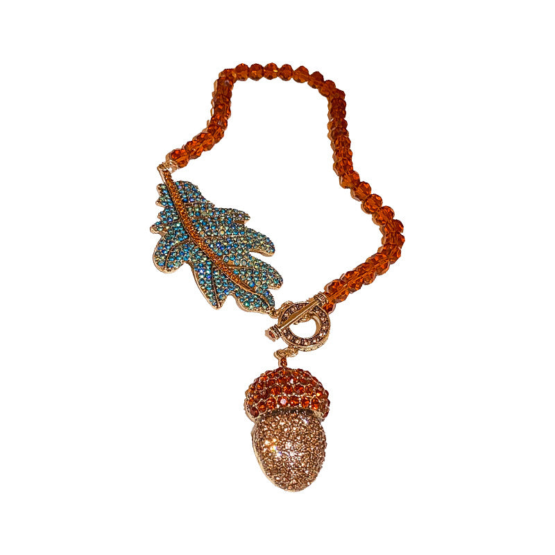 Crystal Pine Nut Buckle Niche Design Clavicle Chain Light Necklaces