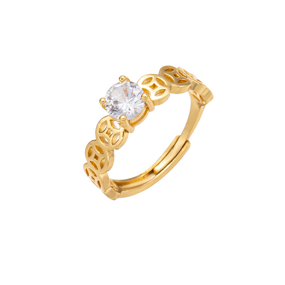 Simple Style Lucky Coin Fashion Opening Rings