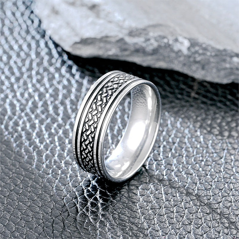 Herren-Titanstahl-Punk-Gothic-Ring mit tibetischer Schrift