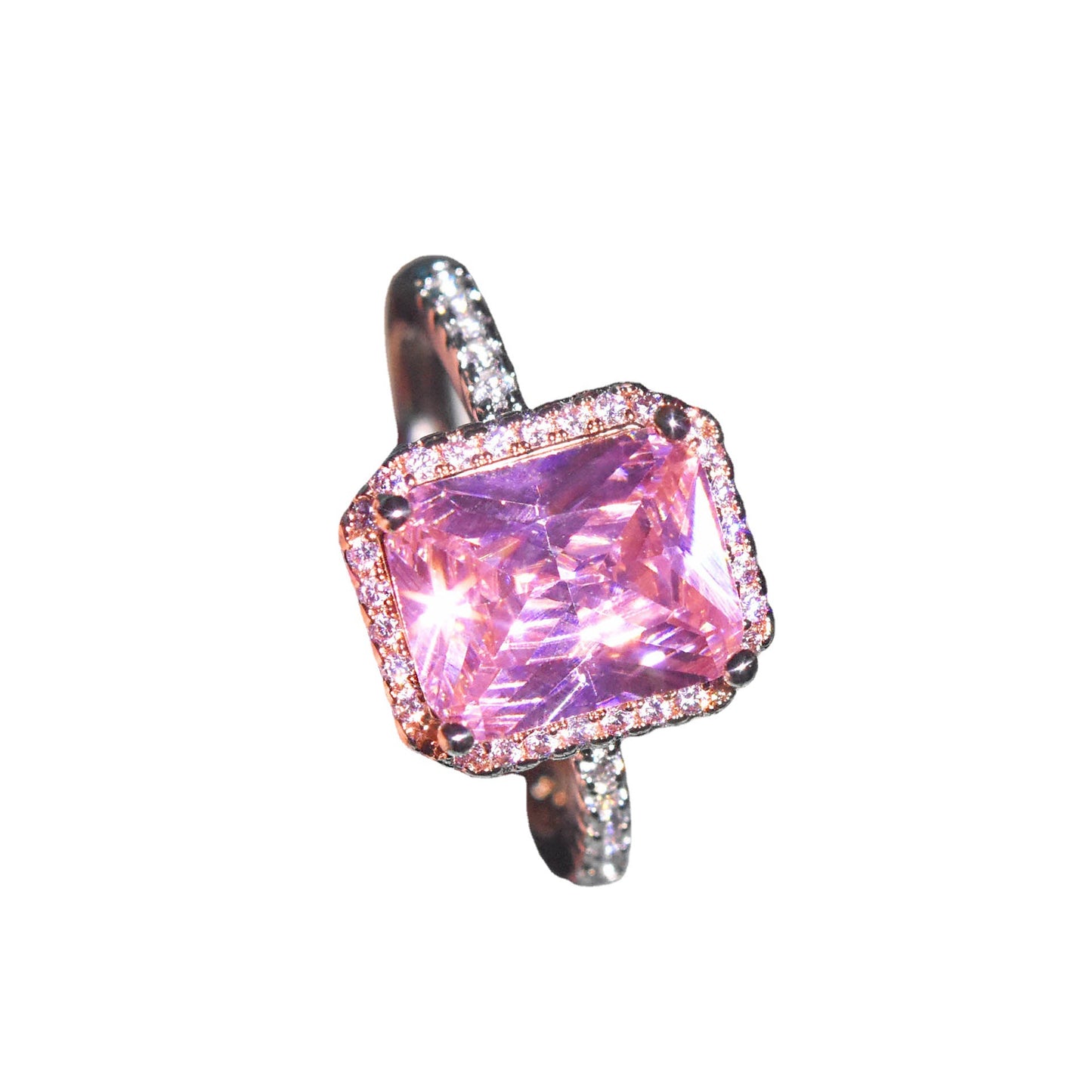 Women's Yellow Diamond Two-tone Classic Princess Square Rings
