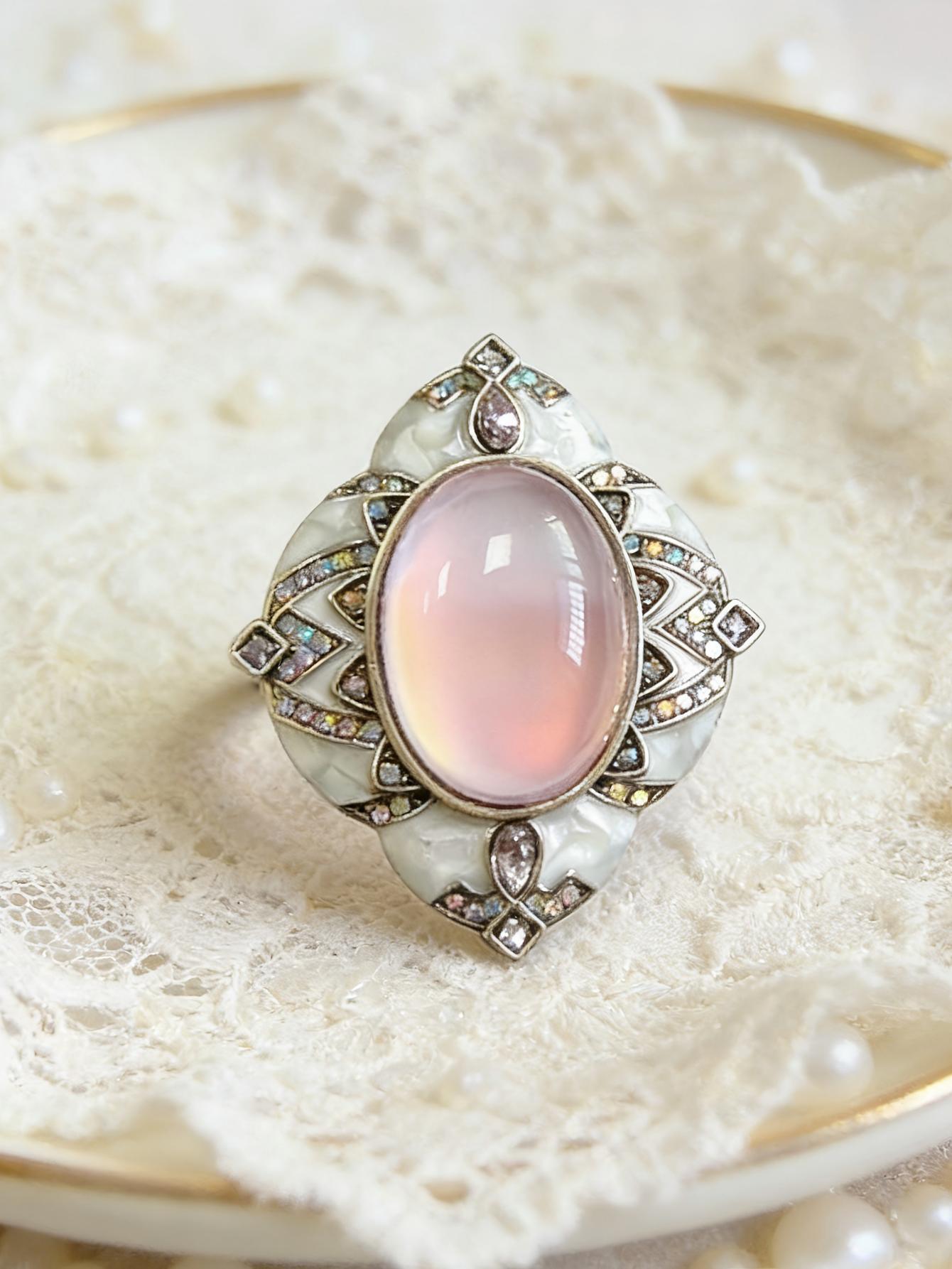 Moonstone Enamel Palace Style Daily Commuter Ring