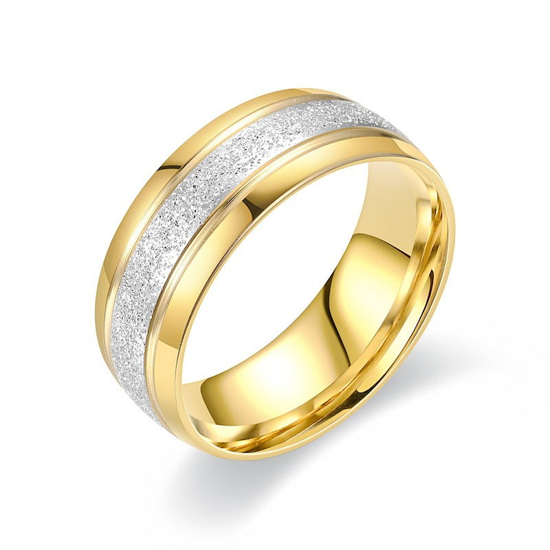 Men's Titanium Steel Fashion Simple Frosted Two-color Rings