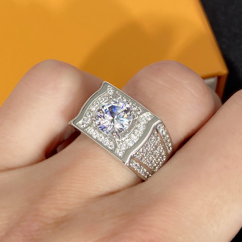 Men's Simulation 2 Karat Light Luxury Abide Rhinestone Rings