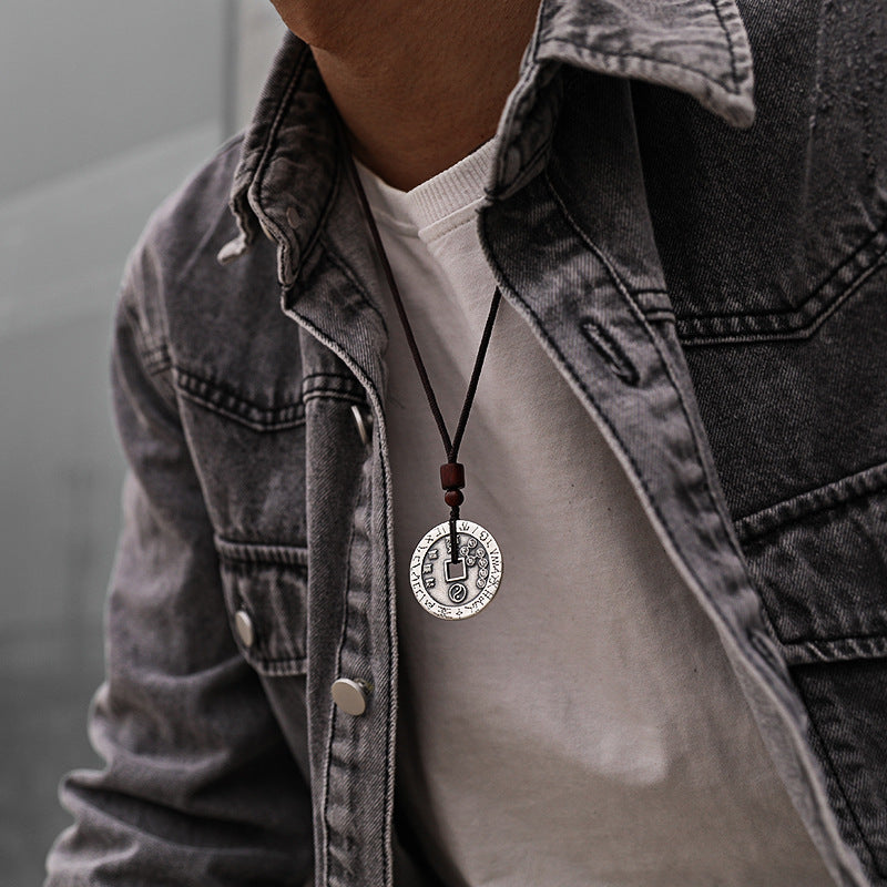 Pendentif plaque ronde Dipper pour hommes, colliers Vintage Mountain Ghost