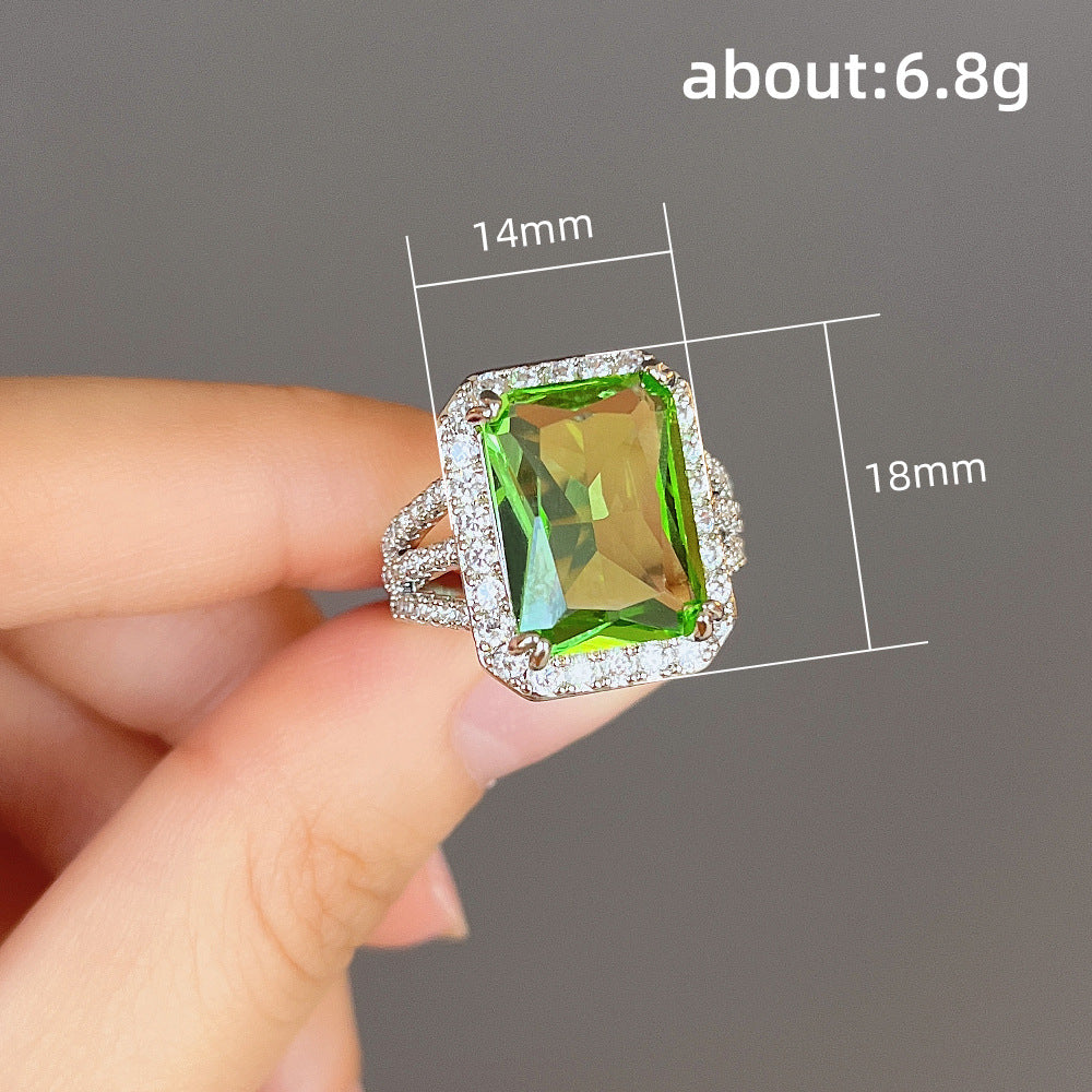 Live Simulation Princess Square Diamond Olive Rings
