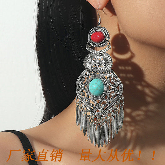 Women's Turquoise Ethnic Style Alloy Handmade Tibetan Earrings