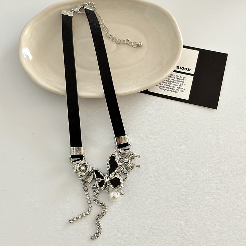 Colliers de clavicule papillon noir tendance pour femmes